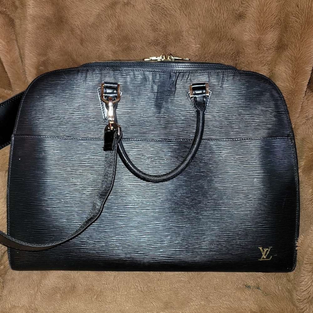 LOUIS VUITTON  Epi Sorbonne School Business Laptop  Briefcase Black AUTH…
